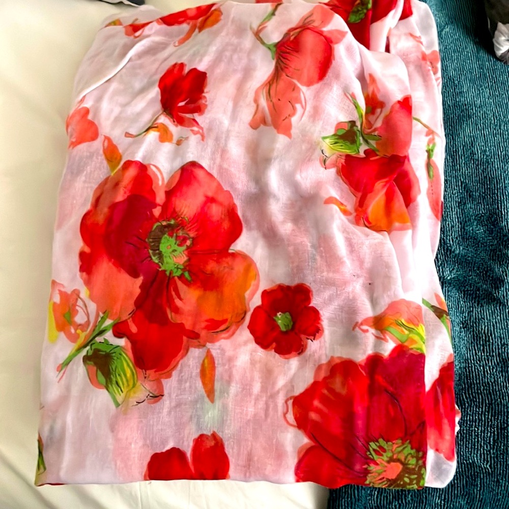 Italian Red poppy infinity scarf